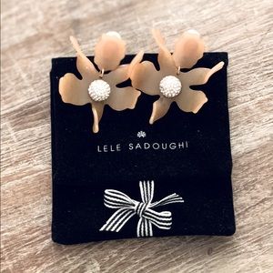 Large Nude Flower Earrings